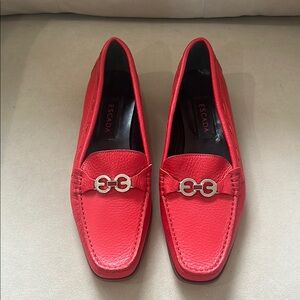 Escada Red Leather Loafers